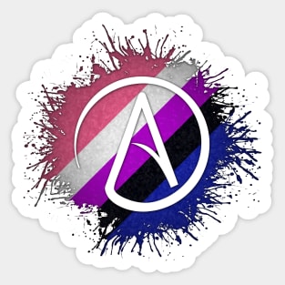 Paint Splatter Gender Fluid Pride Flag Atheist Symbol Sticker